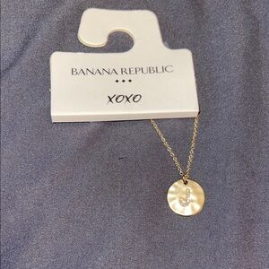 Banana Republic Gold Circle “J” Pendant Necklace